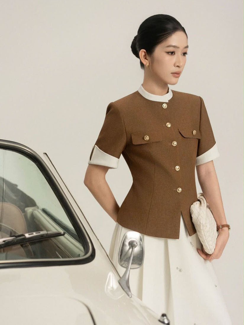 Contrast Fold Cuff Shirt