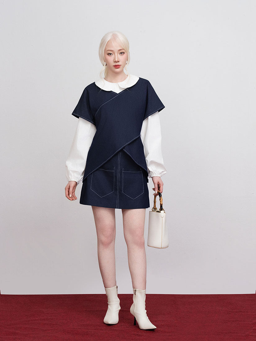 Front Pocket Denim Skort