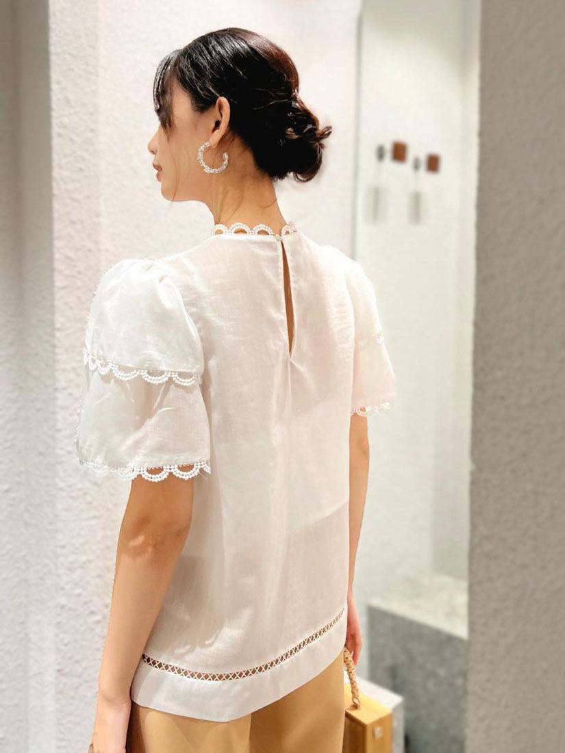 Layered Sleeve Floral Lace Top