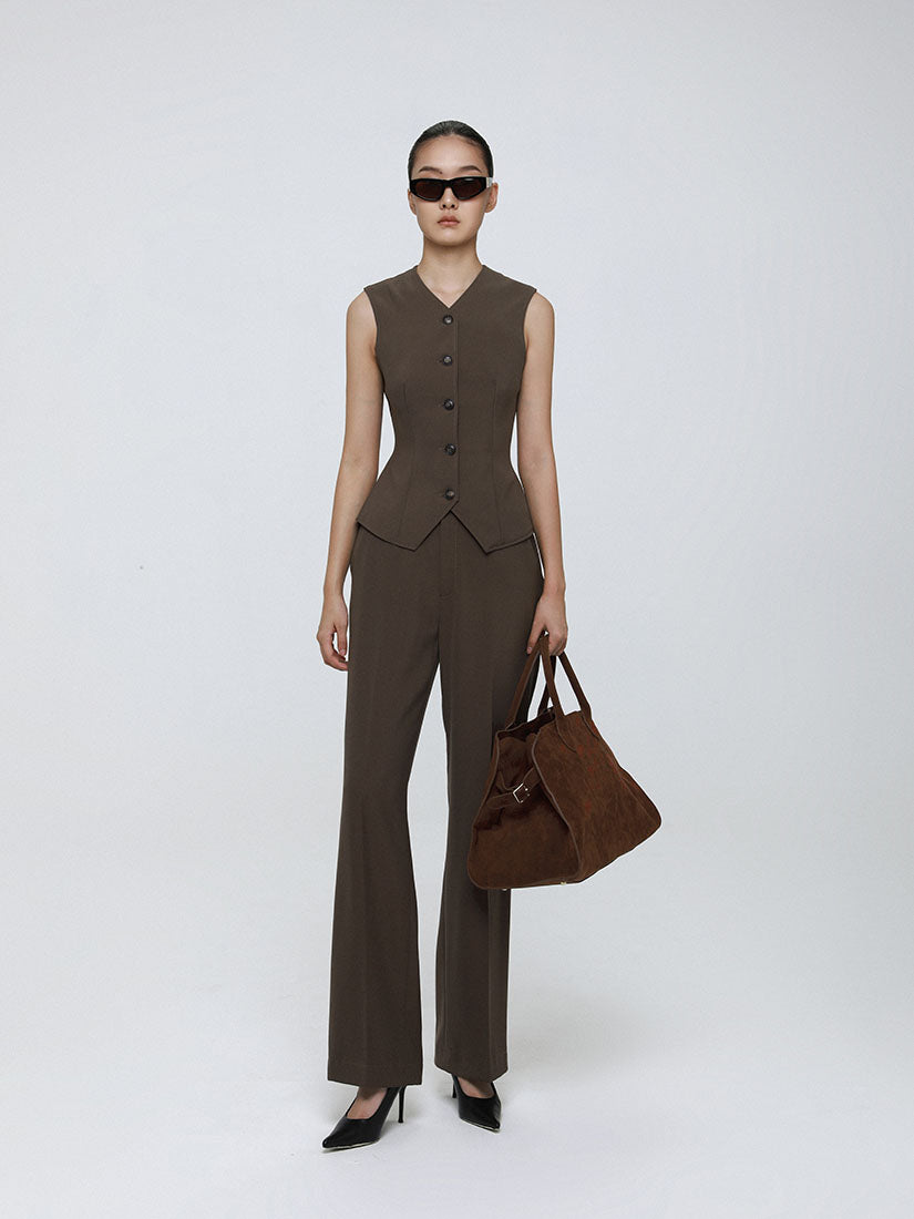 Brown Khaki Straight Leg Pants