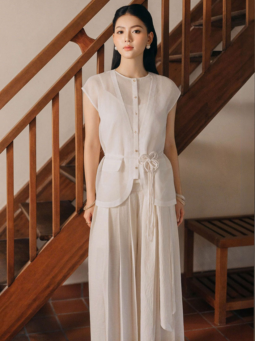 Scarf Waist Pleated Culottes