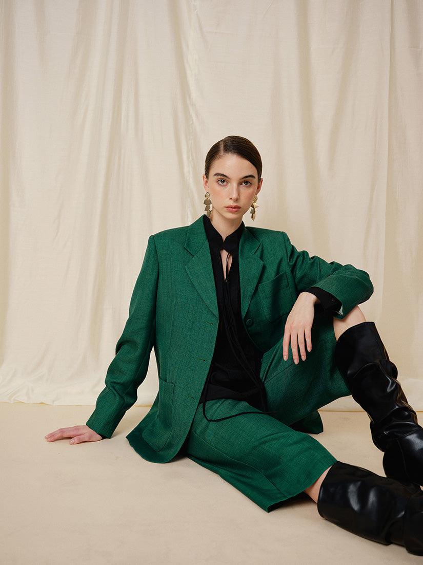 Green Solene Bermuda Pants