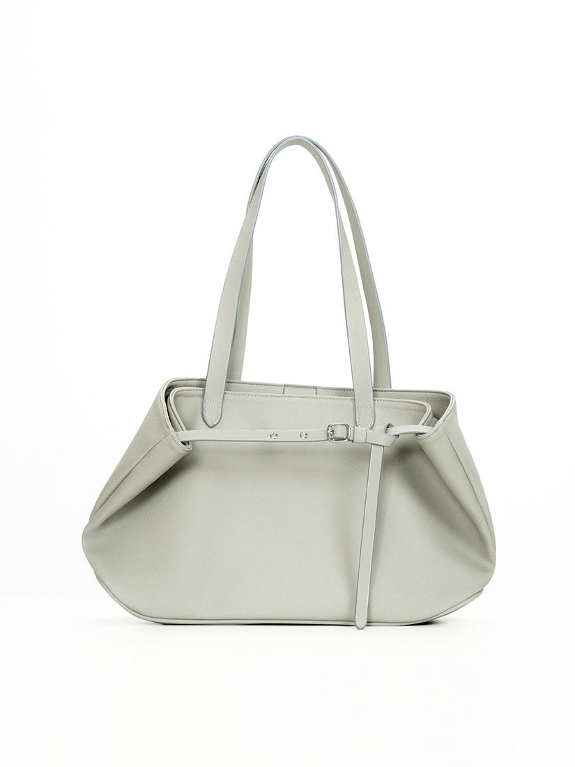 Pale Grey Leather Boat Bag