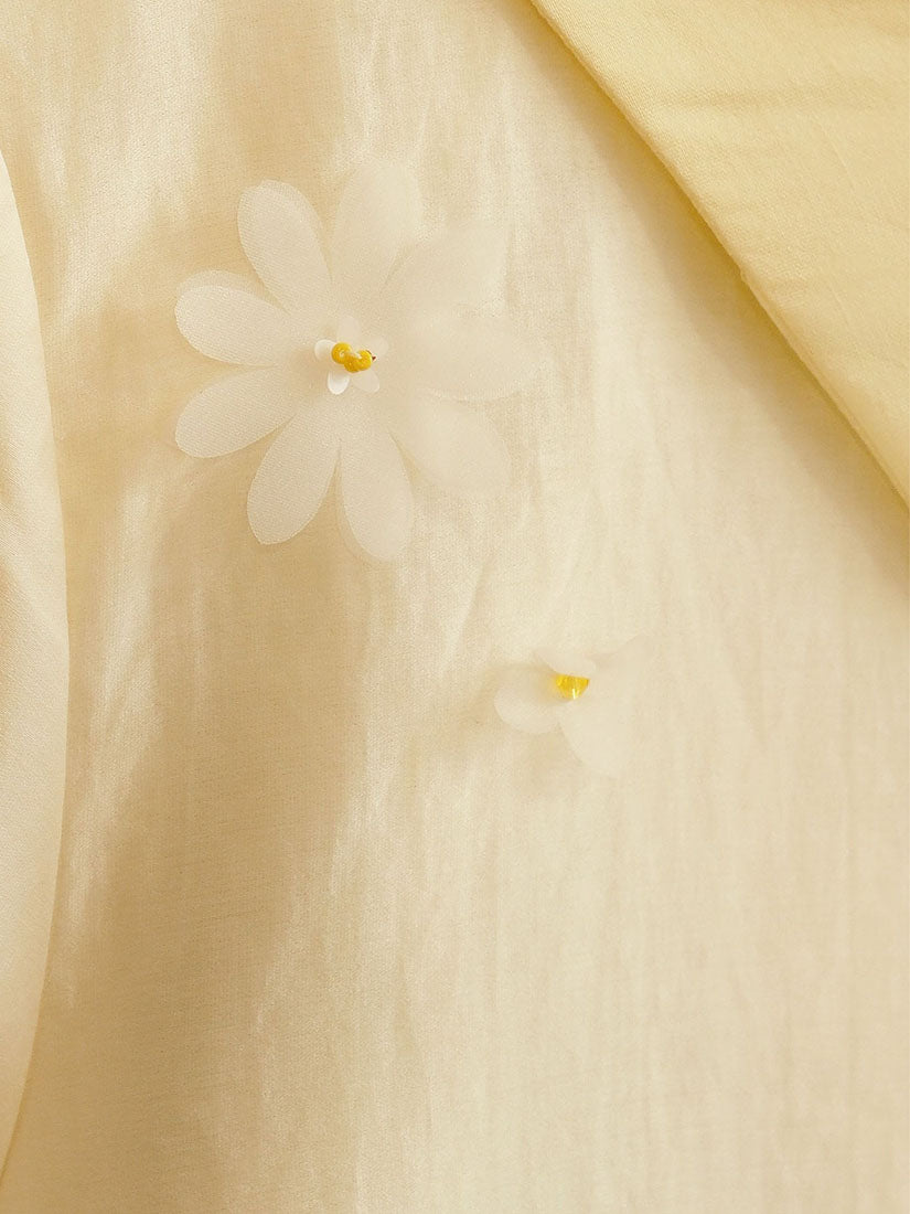 Translucent Layered Flowers Applique Blouse