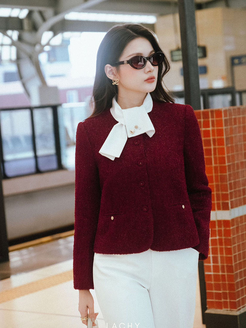 Detachable Scarf Collar Jacket