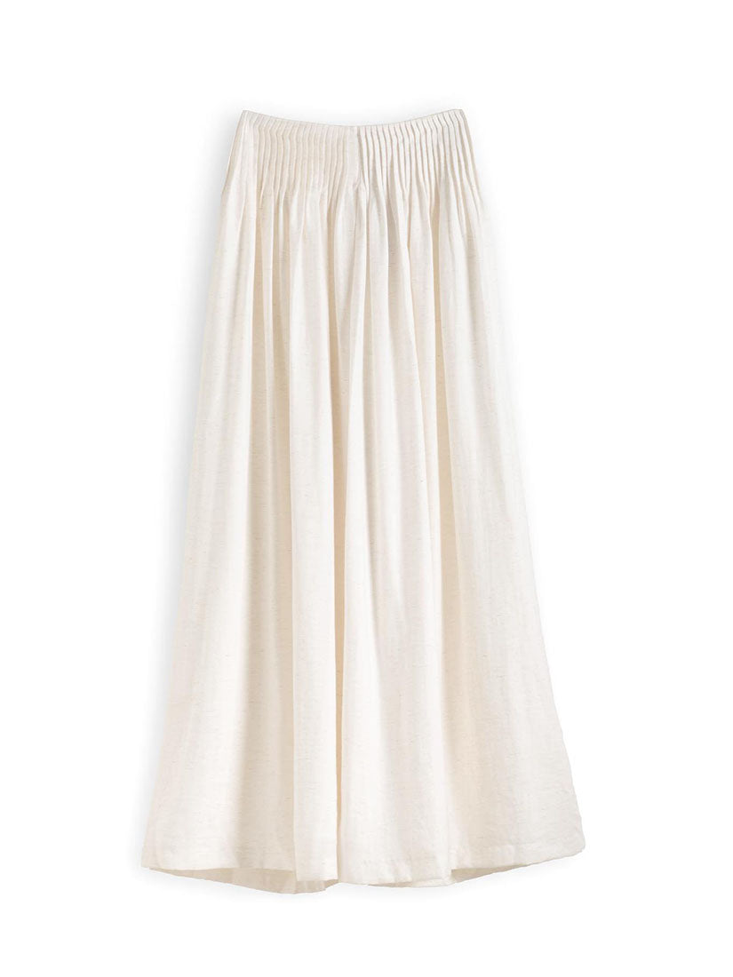 Pin Pleated Waist Wide Leg Pants - Beige