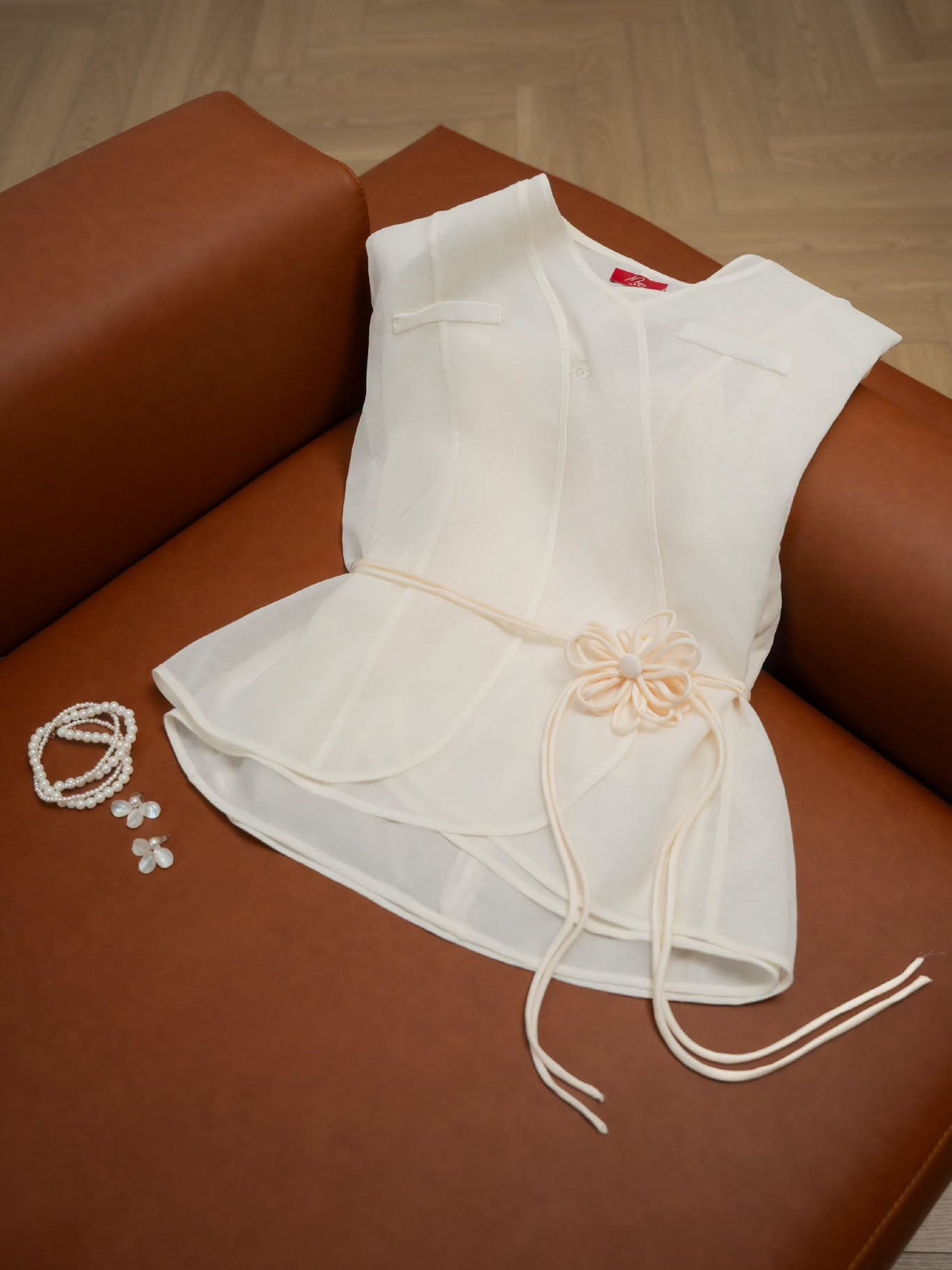 Flower Belted Layered Vest Top/ Outer