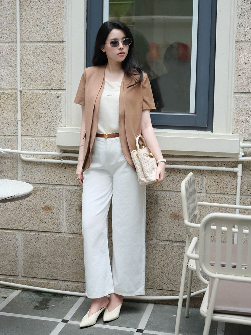 2-Flap Sleeve Blazer - Milk Tea