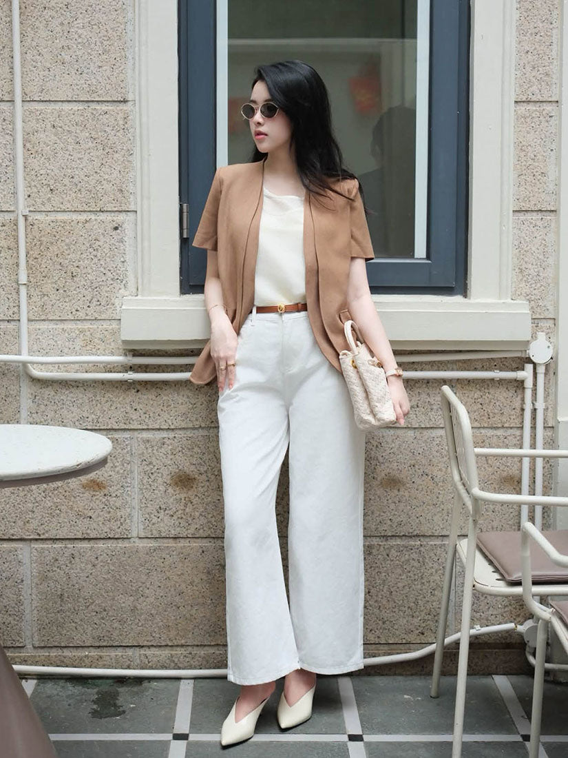 2-Flap Sleeve Blazer - Milk Tea