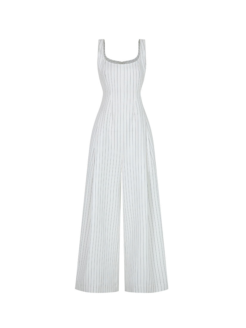 White Jumpsuit With Black Stripes