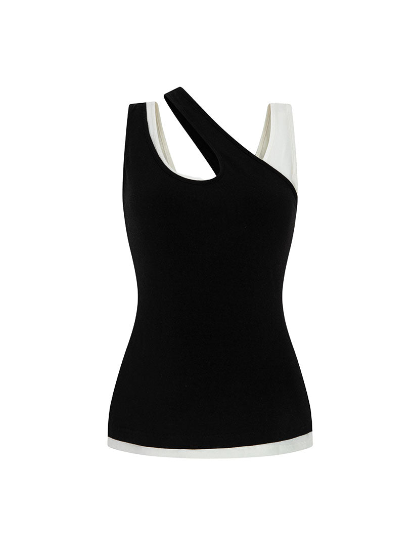 Asymmetrical Layered Cut Out Tank Top