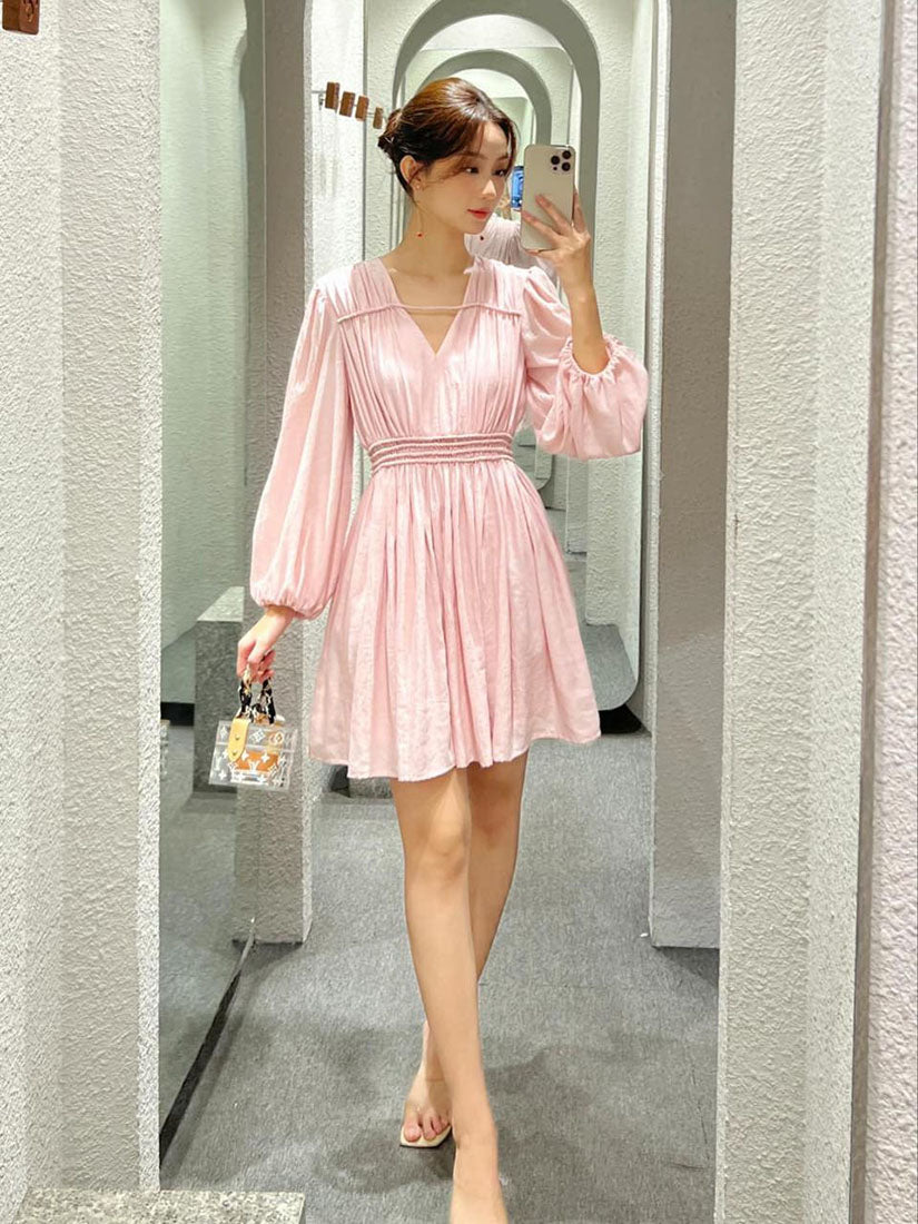 Gathered String Mini Dress