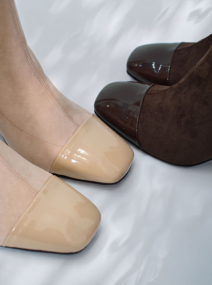Patent Trim Heeled Ankle Boots (3 Colours)