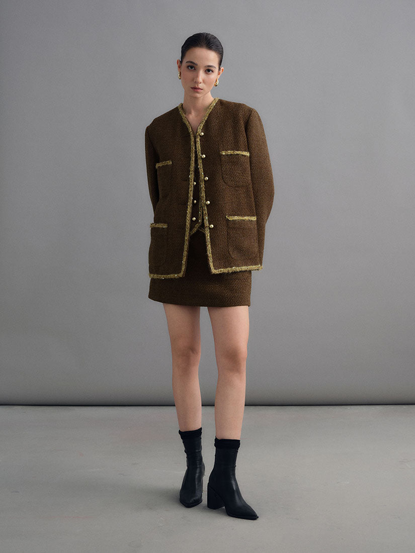 Brown Rohese Tweed Jacket