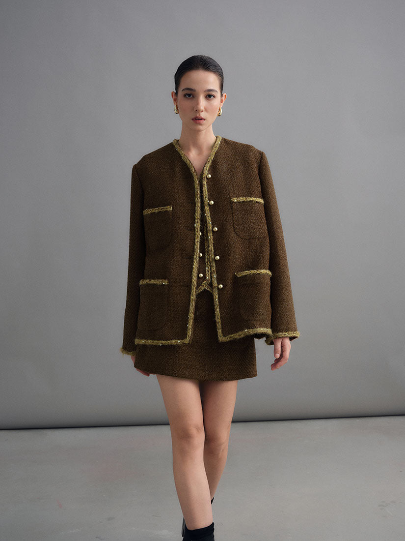 Brown Rohese Tweed Jacket