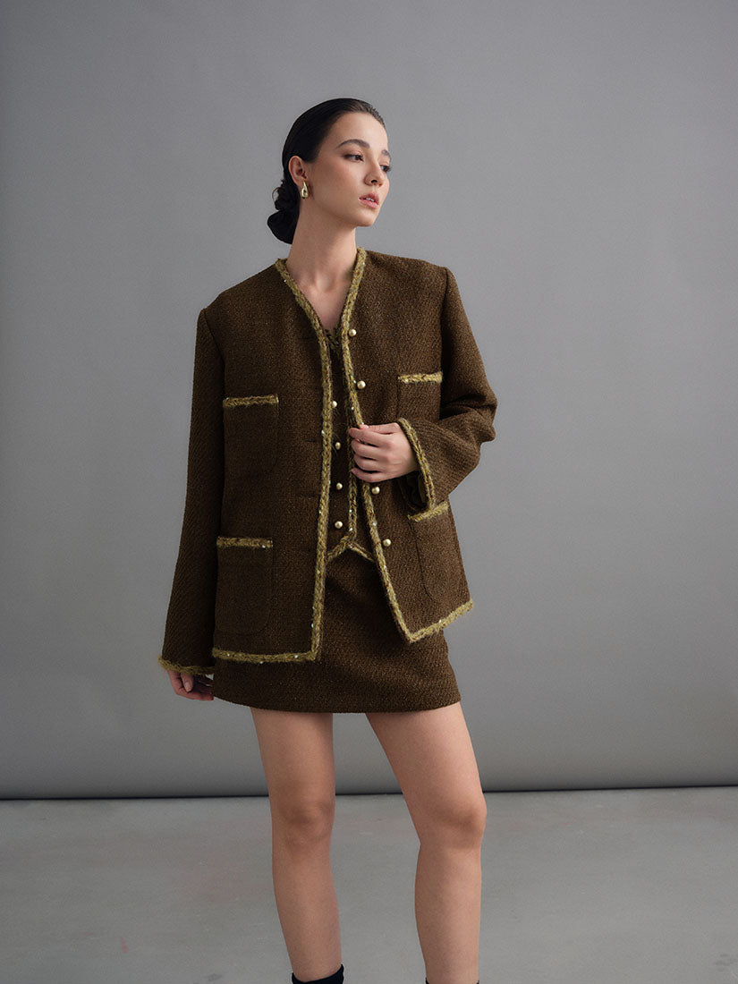 Brown Rohese Tweed Jacket