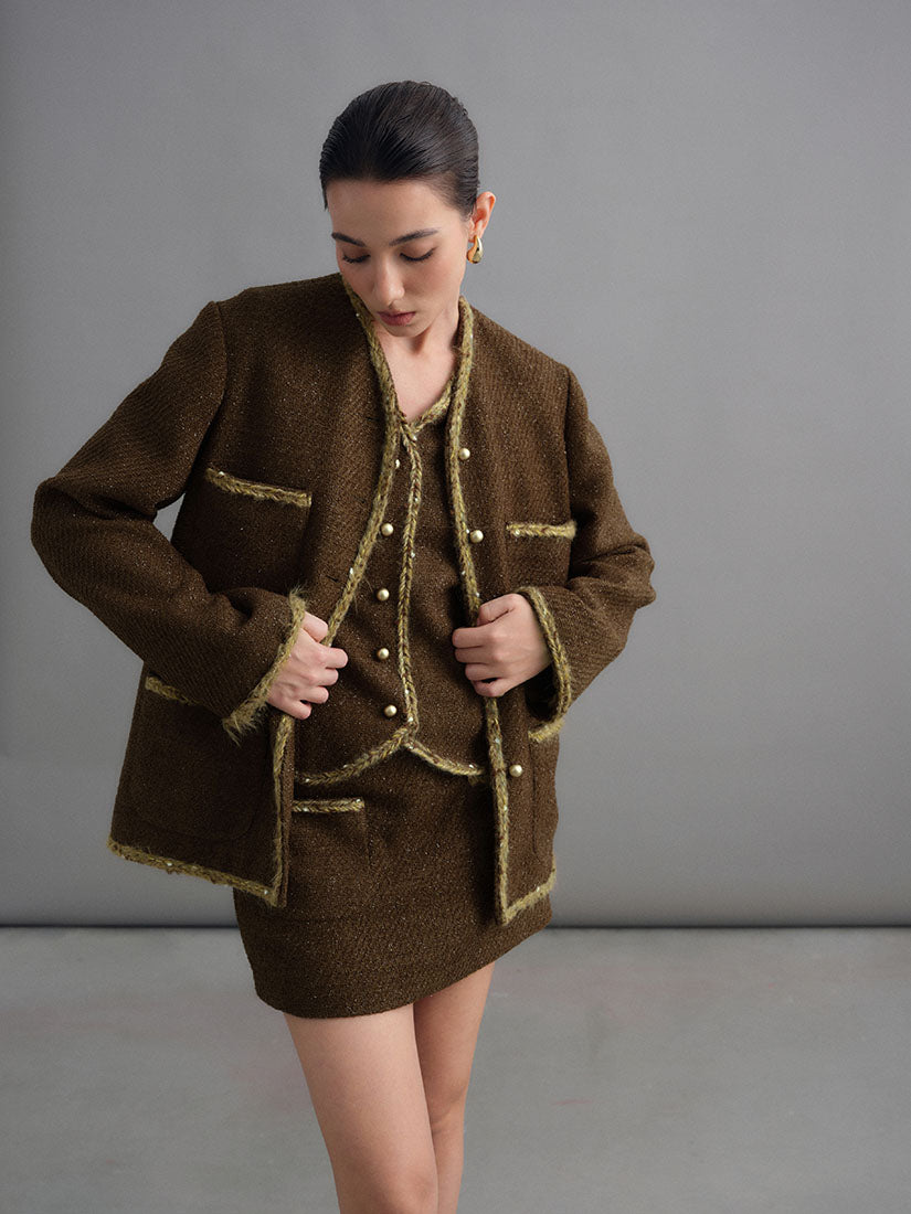 Brown Rohese Tweed Jacket