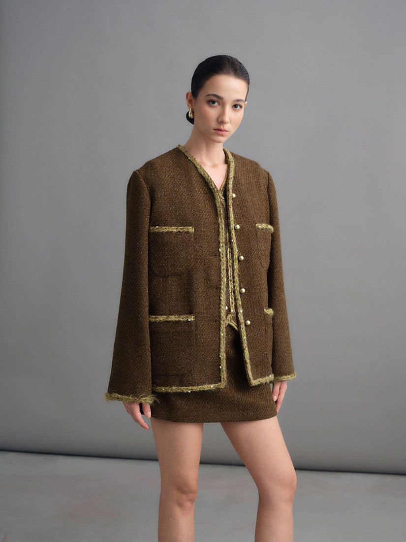 Brown Rohese Tweed Jacket