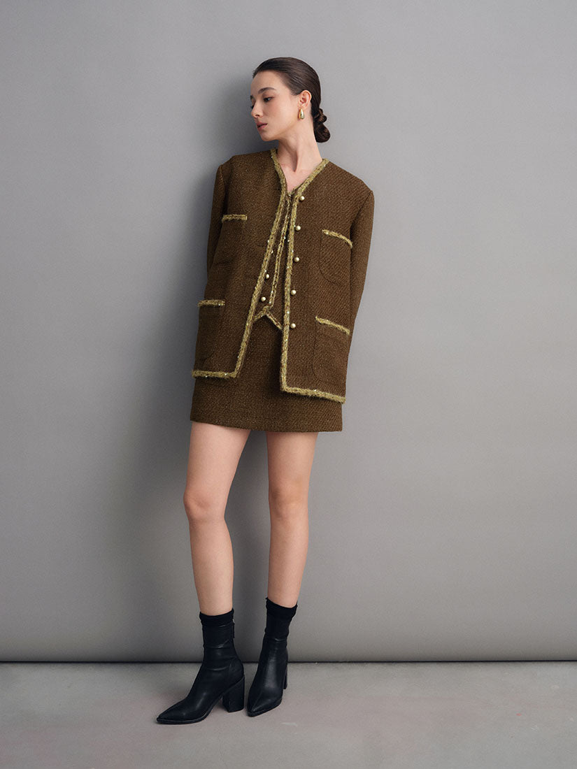 Brown Rohese Tweed Jacket