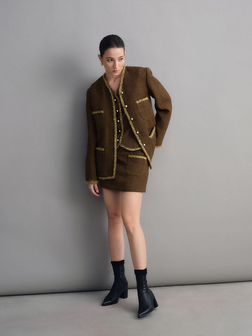 Brown Rohese Tweed Jacket