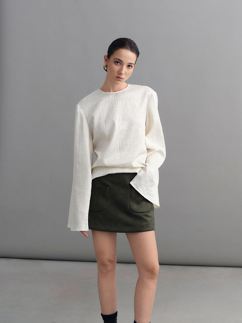 Olive Green Hawise Suede Skort