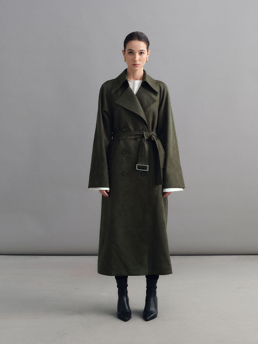 Olive Green Hawise Trench Coat