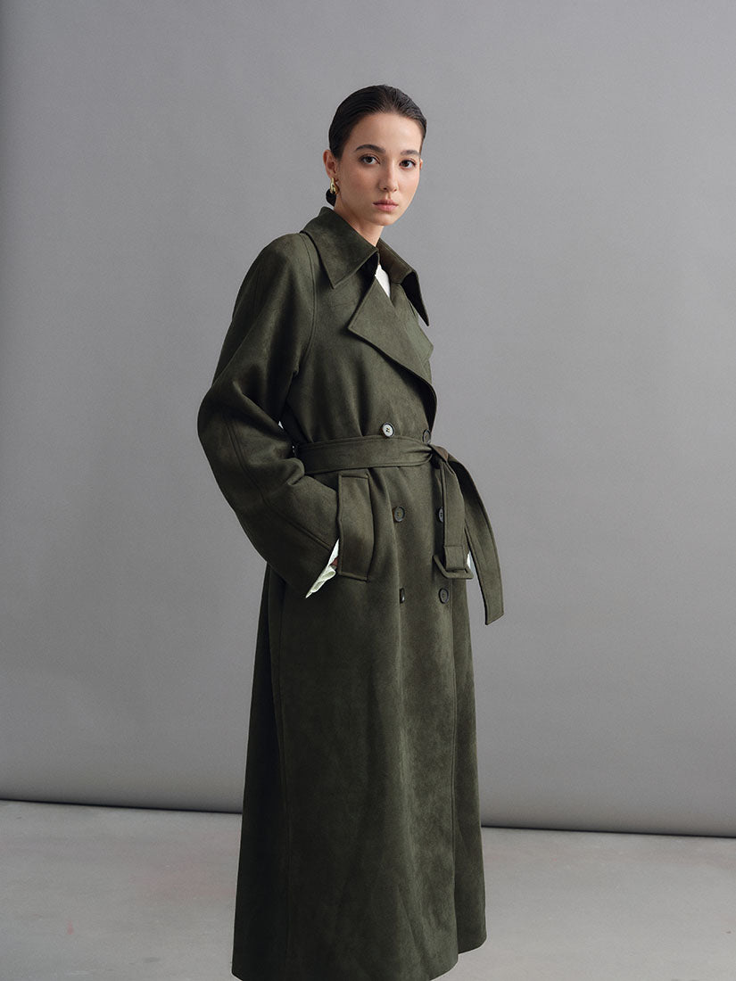 Olive Green Hawise Trench Coat