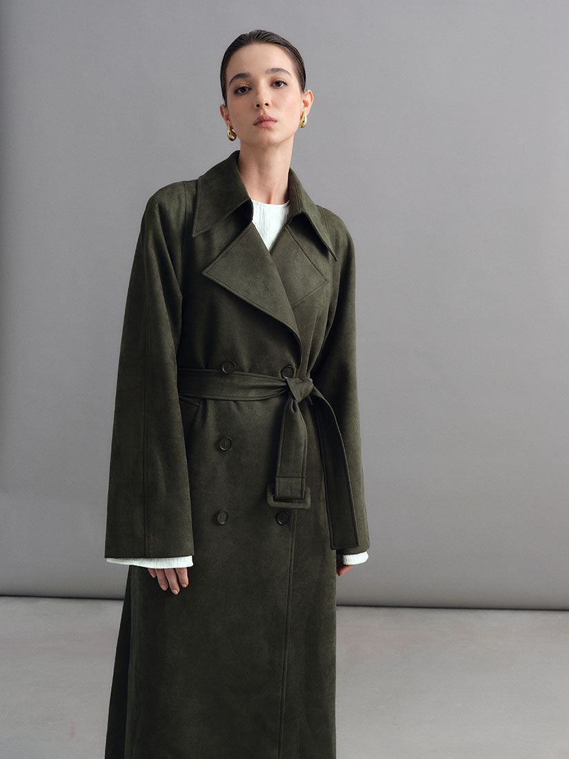 Olive Green Hawise Trench Coat