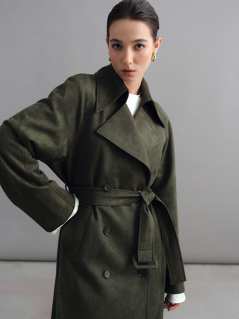 Olive Green Hawise Trench Coat