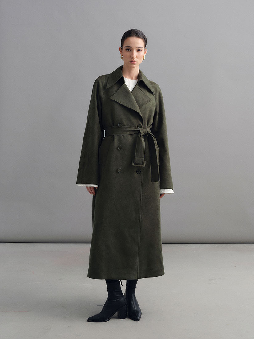 Olive Green Hawise Trench Coat