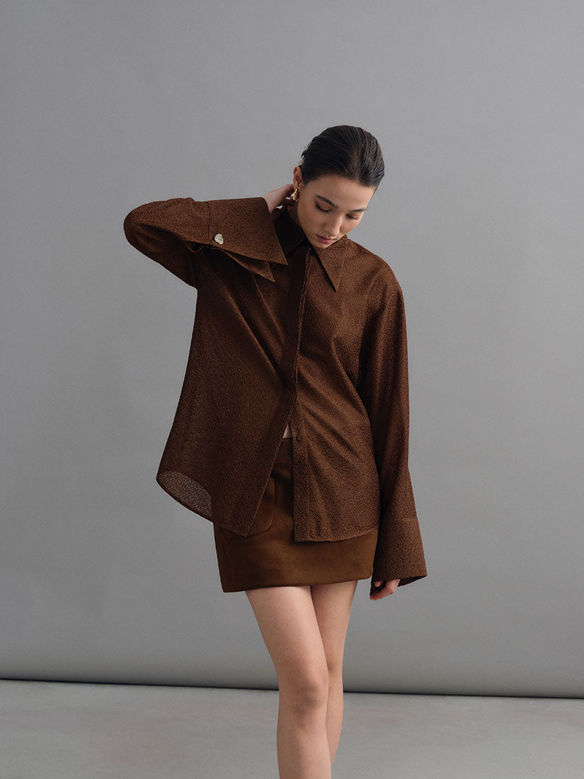 Brown Hawise Suede Skort