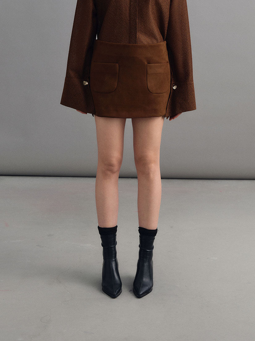 Brown Hawise Suede Skort