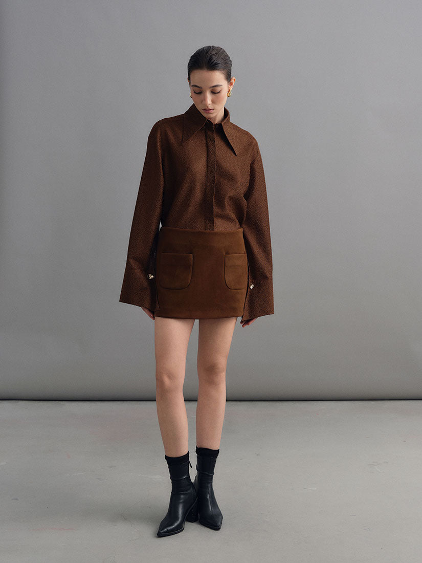 Brown Hawise Suede Skort