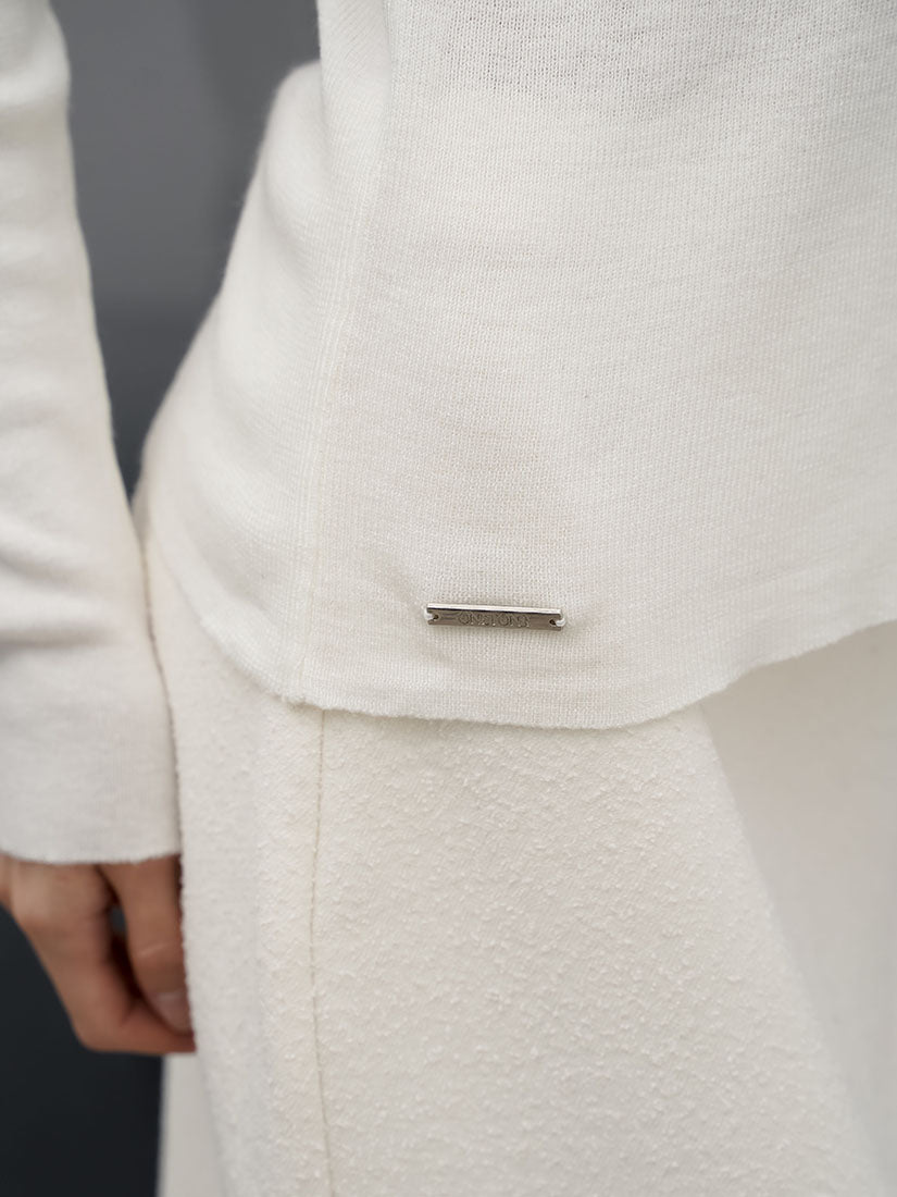 White Turtleneck Knit Top