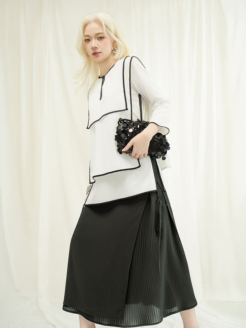 Pleated Underlay Chiffon Maxi Skirt