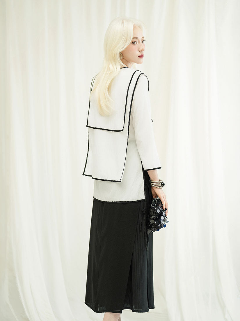 Pleated Underlay Chiffon Maxi Skirt