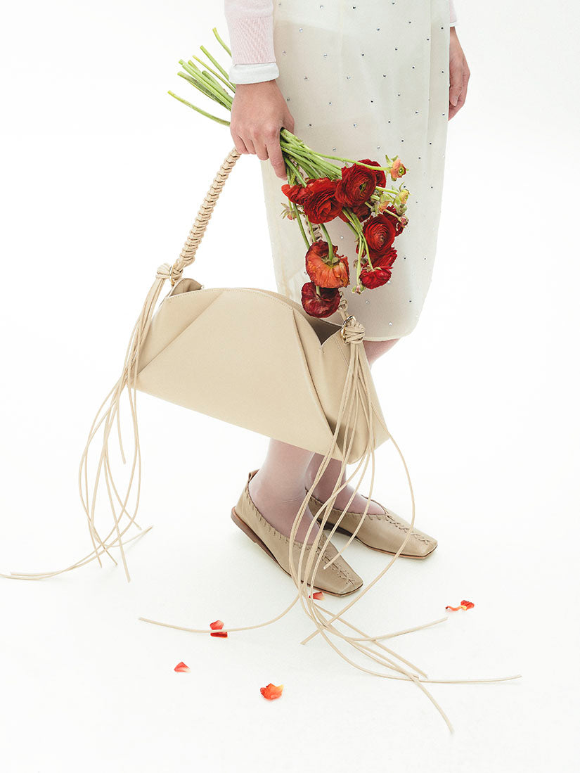 Beige Artisan Dumpling Bag