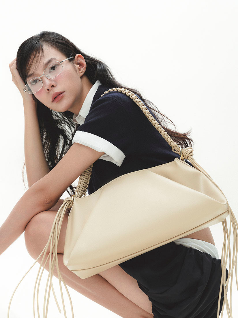 Beige Artisan Dumpling Bag