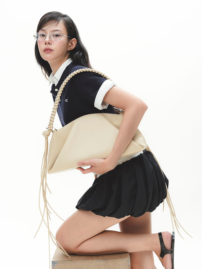 Beige Artisan Dumpling Bag