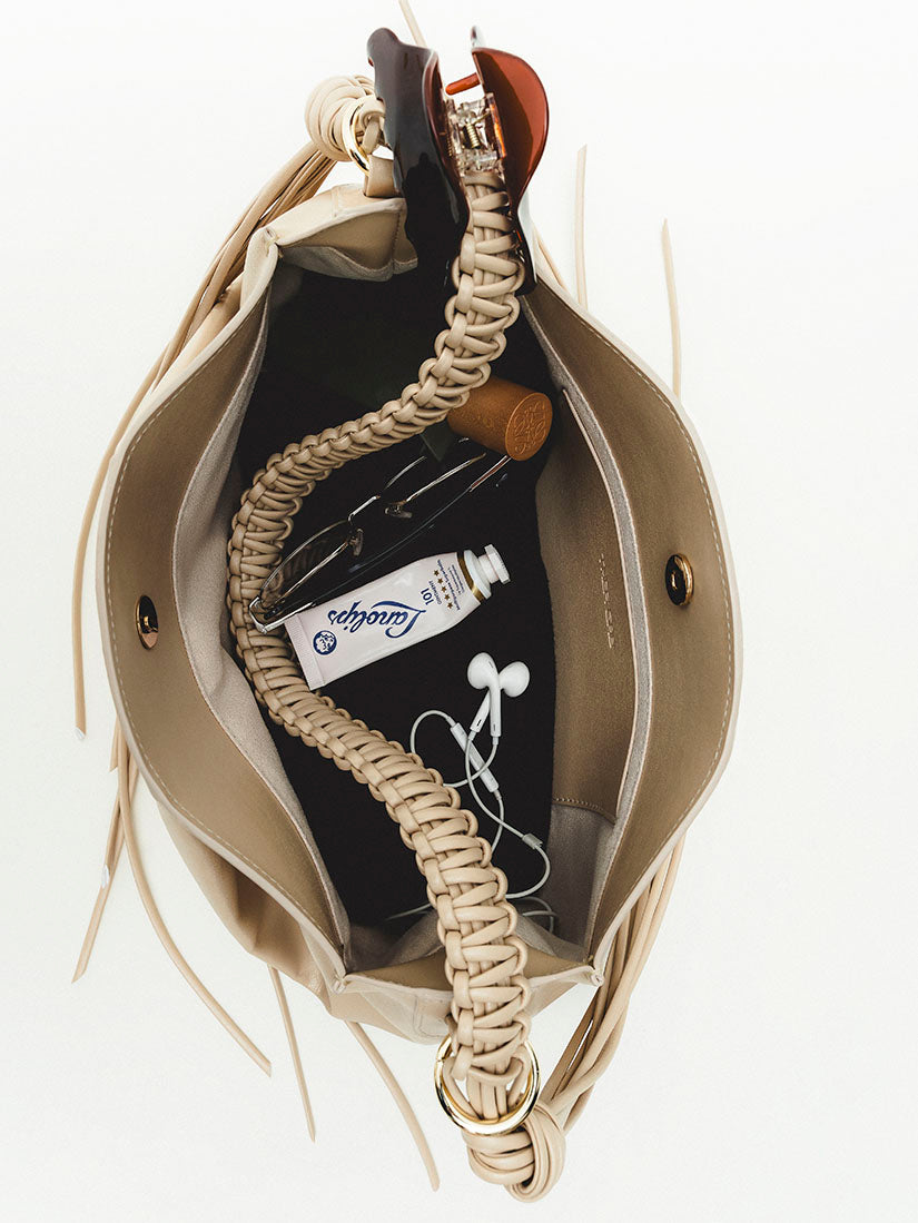 Beige Artisan Dumpling Bag