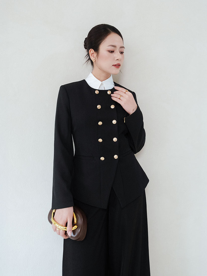 Golden Button Double Breasted Blazer