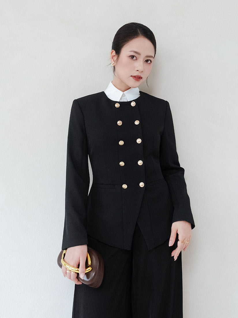 Golden Button Double Breasted Blazer