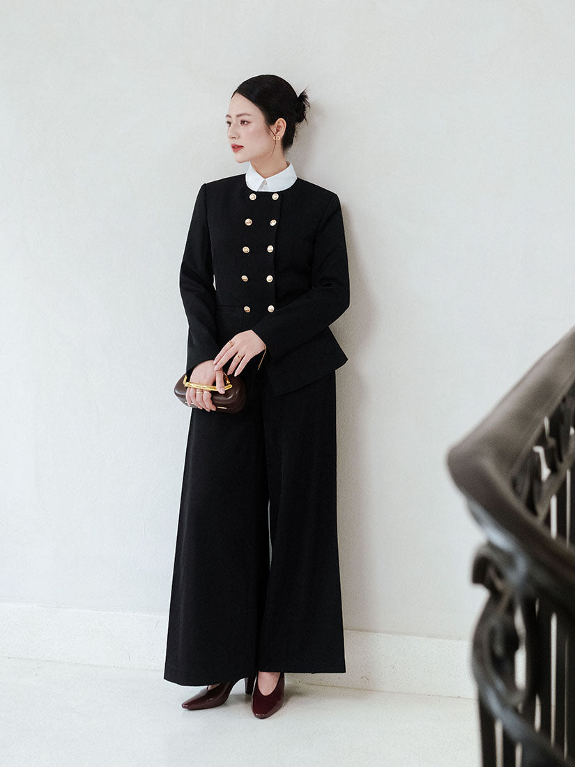 Golden Button Double Breasted Blazer