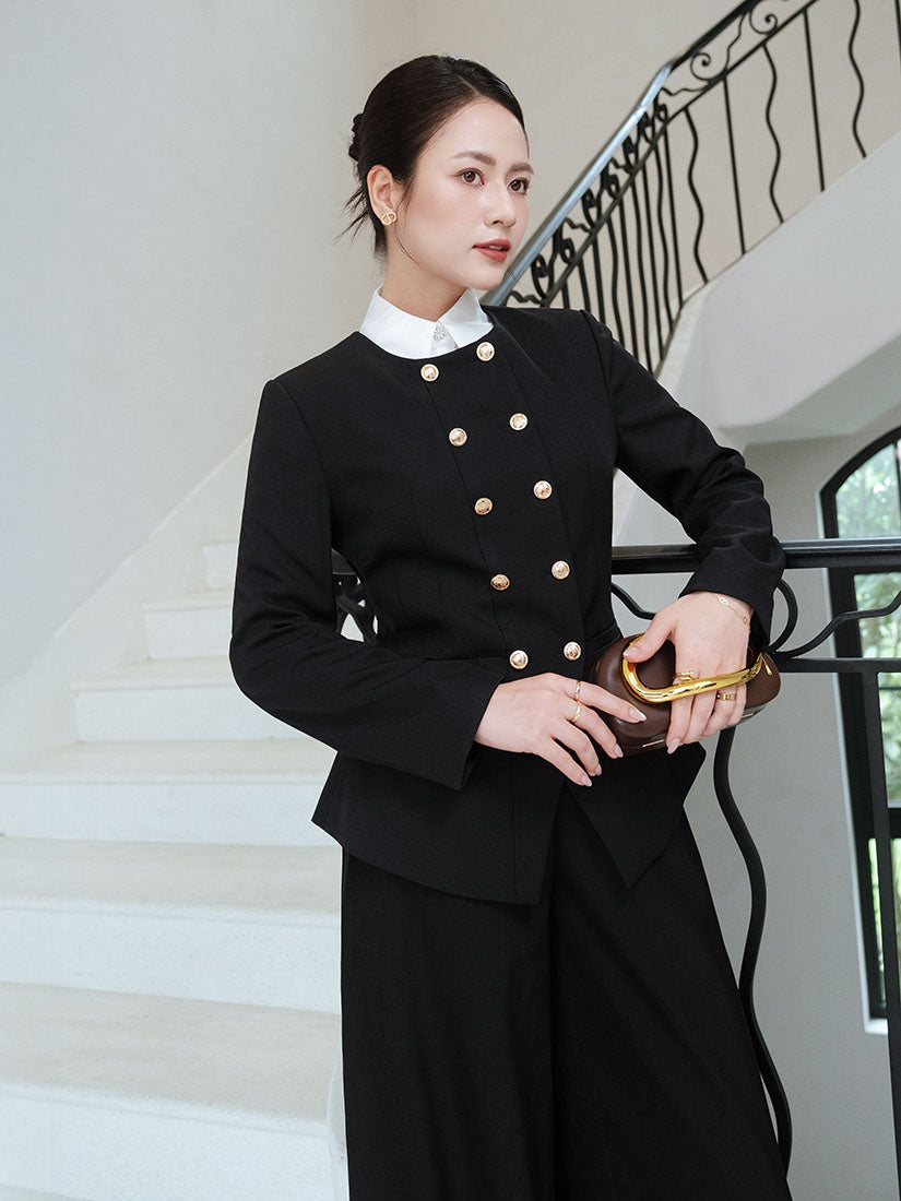 Golden Button Double Breasted Blazer