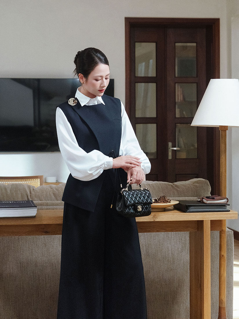 Golden Abstract Badge Wrap Front Waistcoat