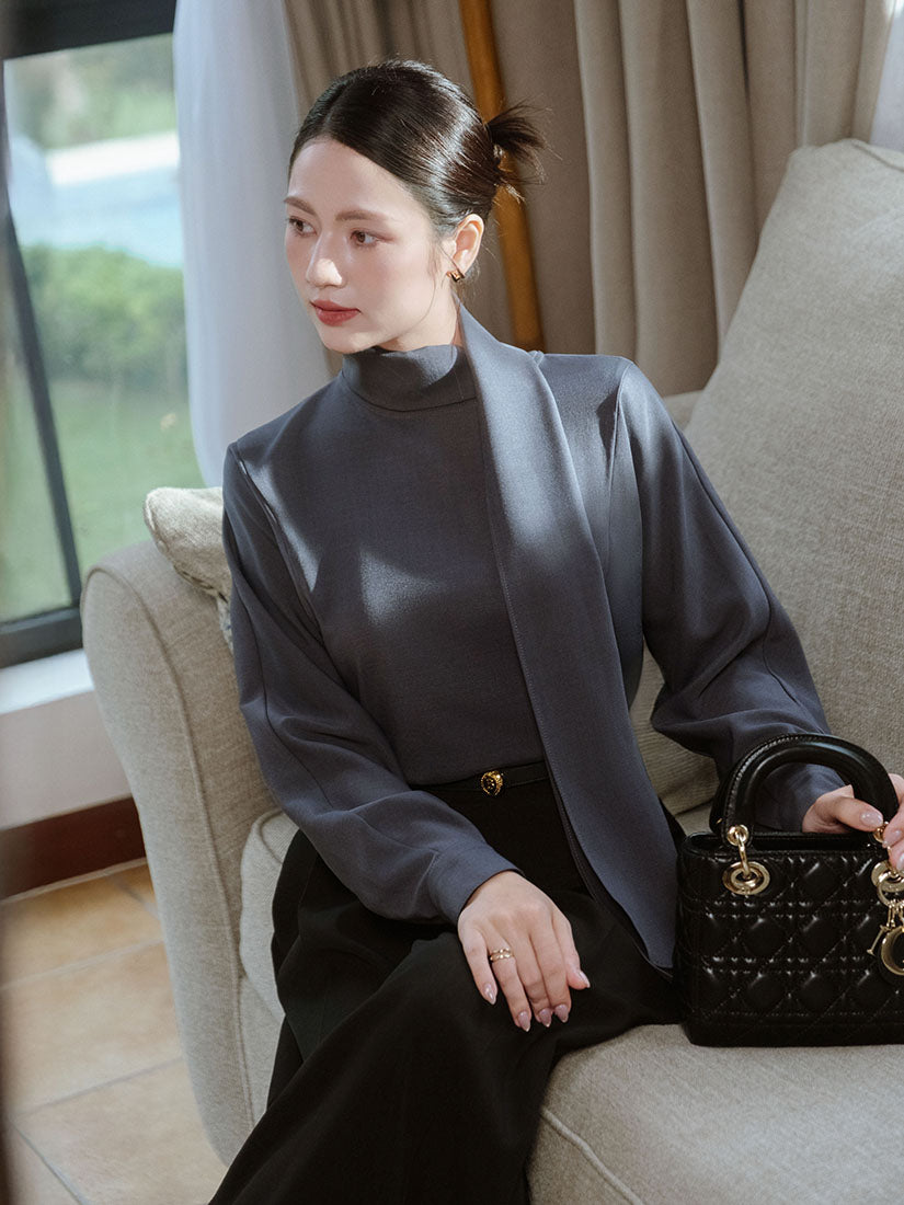 Tie Neck Scarf Shirt