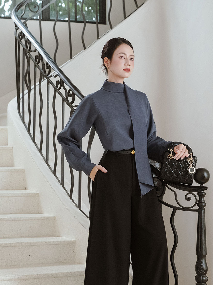 Tie Neck Scarf Shirt