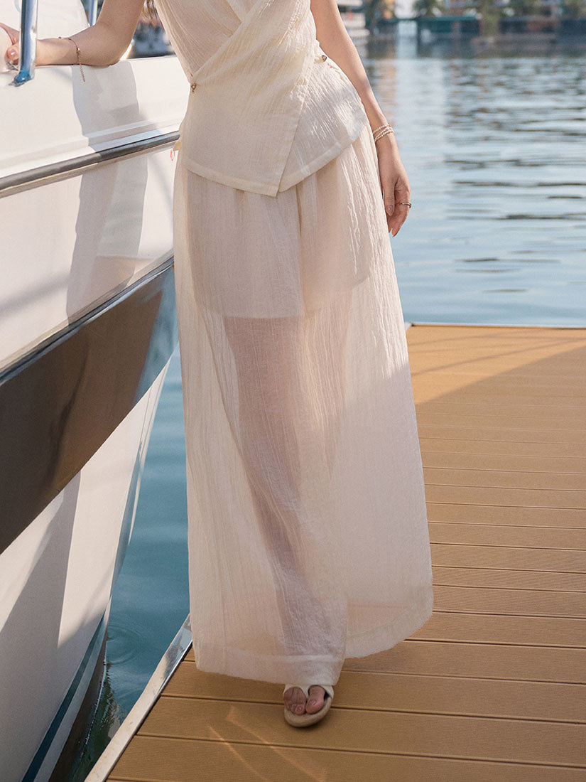 Wide Leg Silky Pants (Defect Sale)