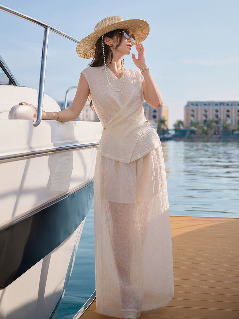 Wide Leg Silky Pants (Defect Sale)