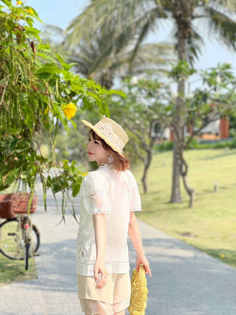 Layered Sleeve Floral Lace Top